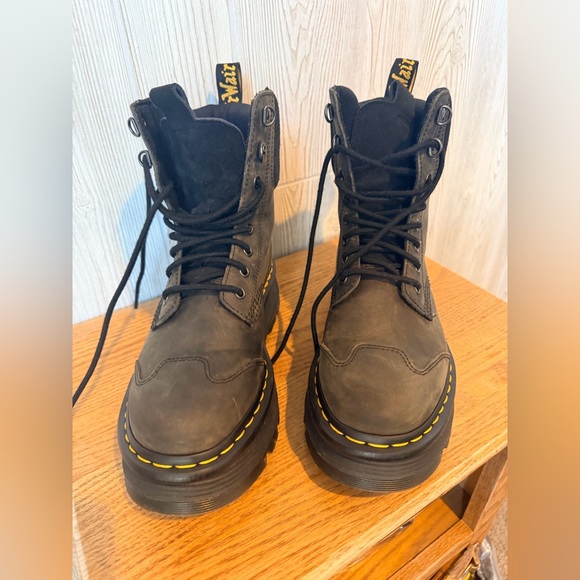 Dr.Martens Zebzag 8 Tie Suede Burnished Waxy Boots Men's Size US 7 Womens 8 - Picture 2 of 6